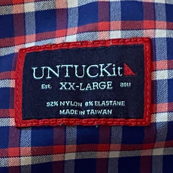 UNTUCKit Men’s Performance Button-down shirt, Blue Red White Check Plaid, 2XL - Picture 5 of 16